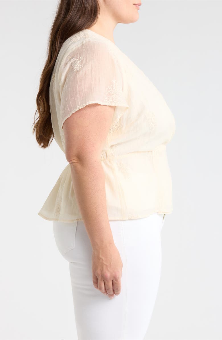 Liverpool Los Angeles Embroidered Wrap Top, Alternate, color, Cream