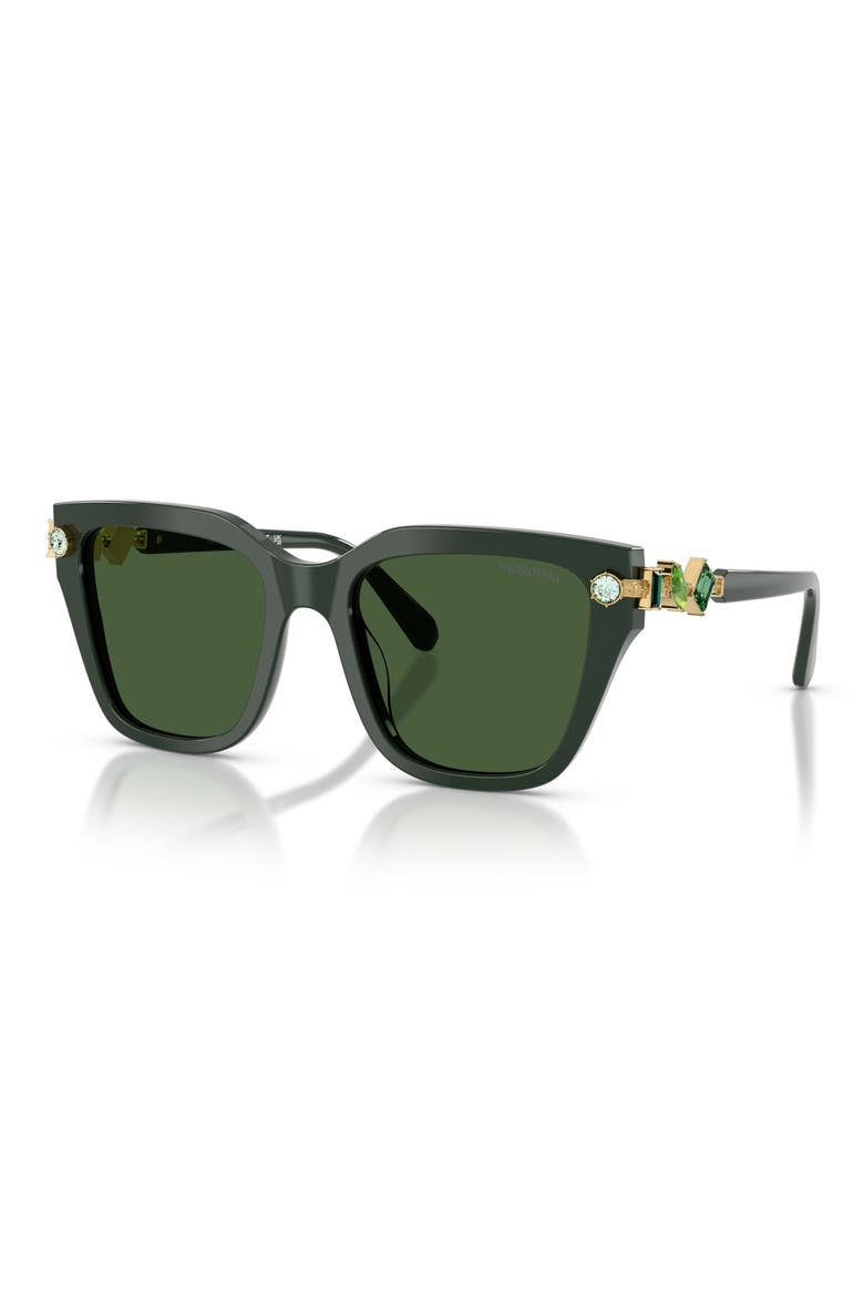 53mm Irregular Sunglasses, Alternate, color, DARK GREEN / DARK GREEN