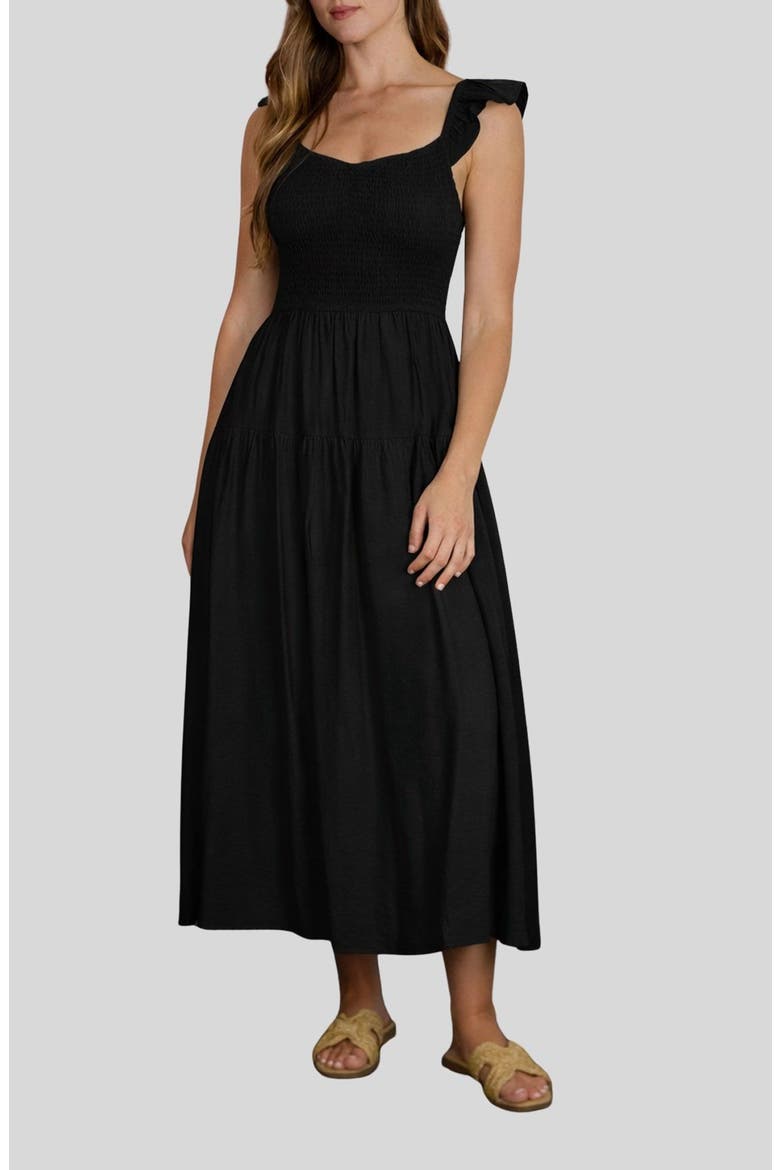 Sweetheart Smocked Maxi Dress, Main, color, BLACK