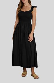 Blu Pepper Sweetheart Smocked Maxi Dress