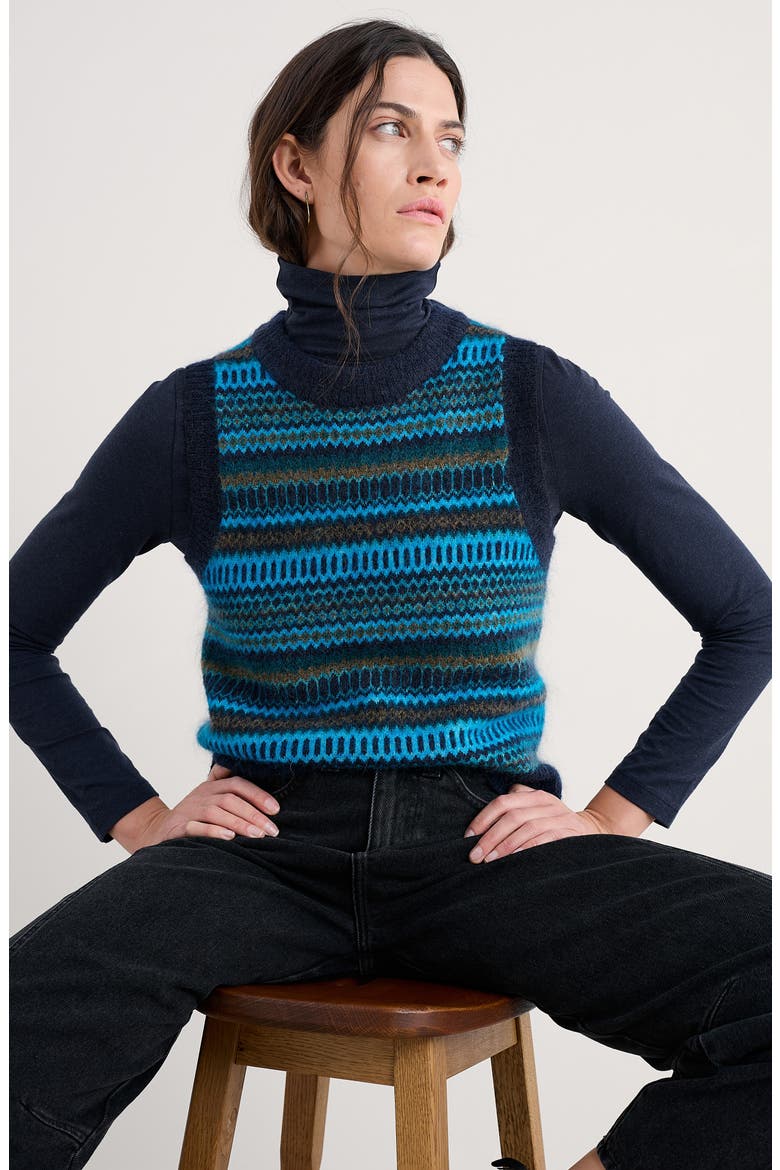 Annik Fair Isle Wool & Mohair Blend Sweater Vest, Alternate, color, KNIT MODERNIST CYAN MULTI