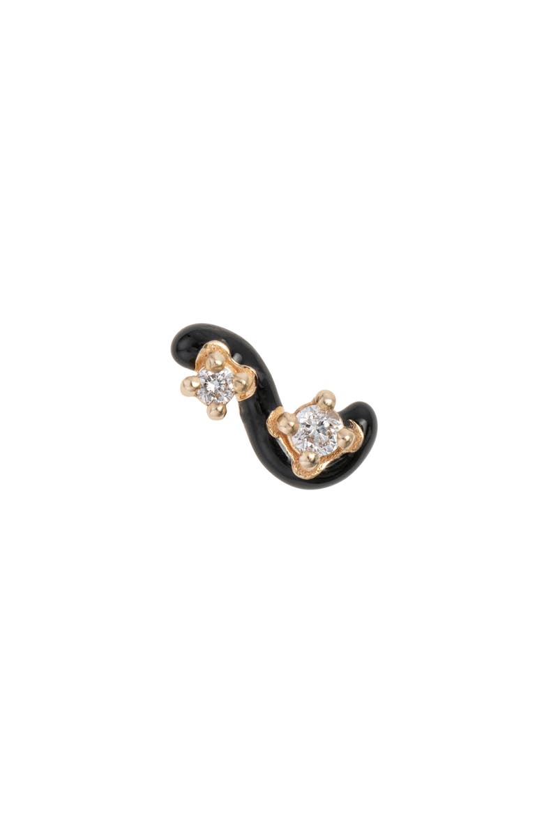 Single Mini Loop Diamond Stud Earring, Main, color, BLACK