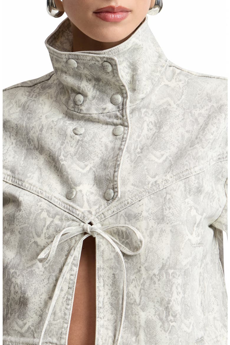 Python Print Short Sleeved Jacket, Alternate, color, ECRU PYTHON