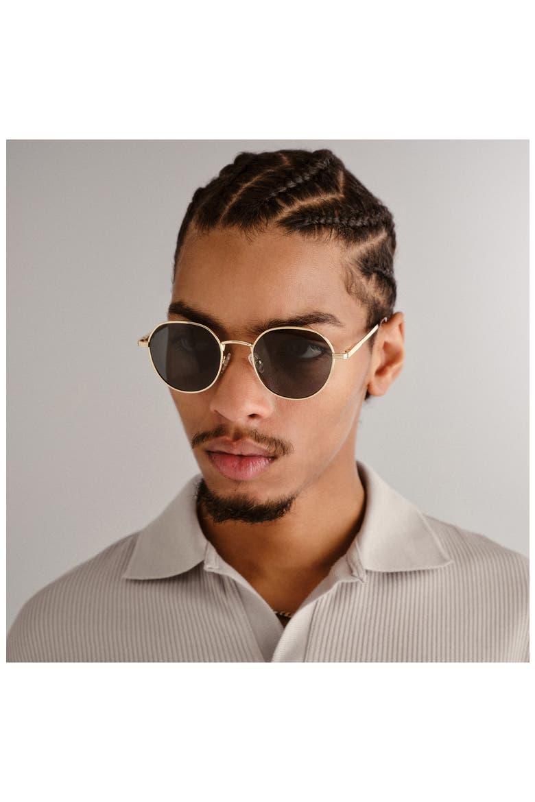 Odyssey 51mm Round Sunglasses, Alternate, color, GOLD/ KHAKI MONO POL