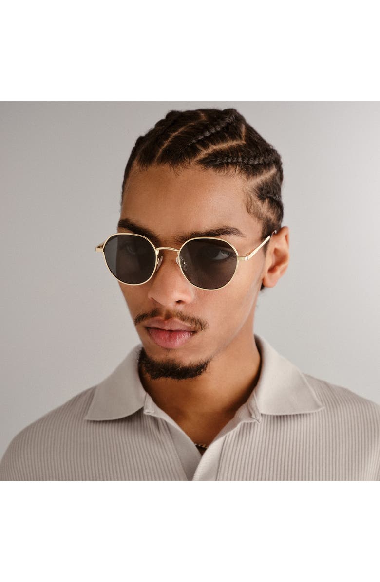 Le Specs Odyssey Round Sunglasses, Alternate, color, Gold/ Khaki Mono Pol