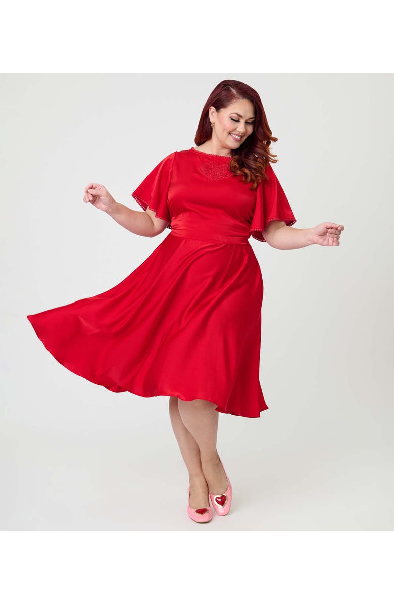Unique Vintage Plus Size 1930s Swing Dress, Main, color, Red Solid