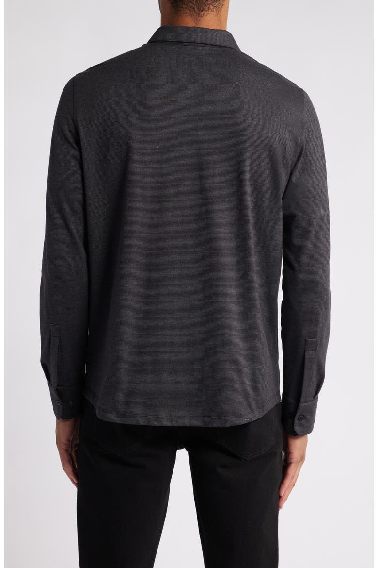 Wardlow Microstripe Cotton Blend Knit Button-Up Shirt, Alternate, color, BLACK