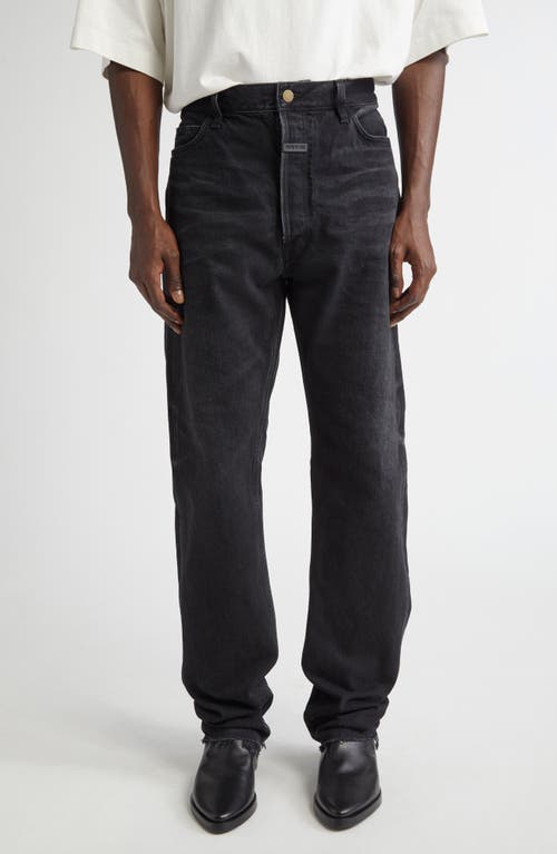 Fear of God Five-Pocket Raw Hem Straight Leg Jeans in Black  product
