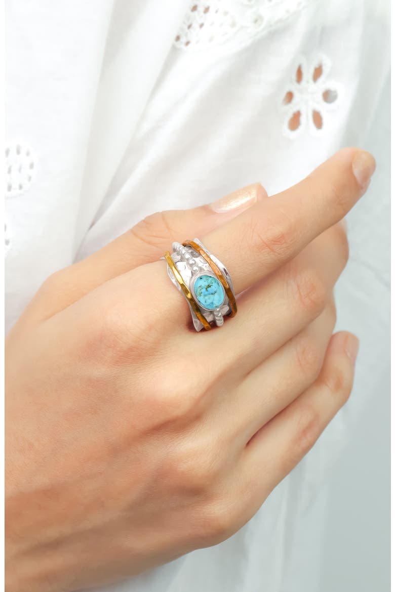 Turquoise Silver Plated Statement Ring, Alternate, color, BLUE