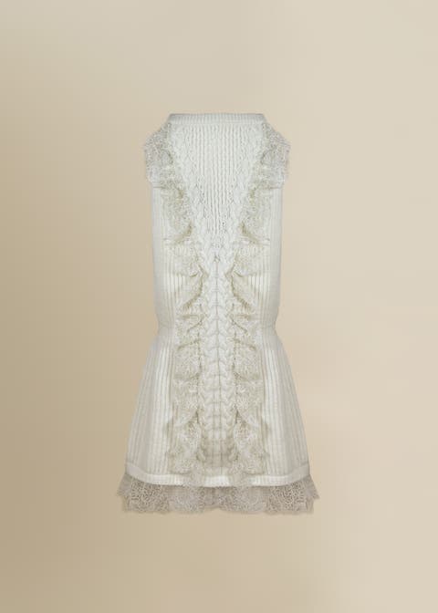 Wildes Soft Warm Lace-Trimmed Wool Knit Skirt