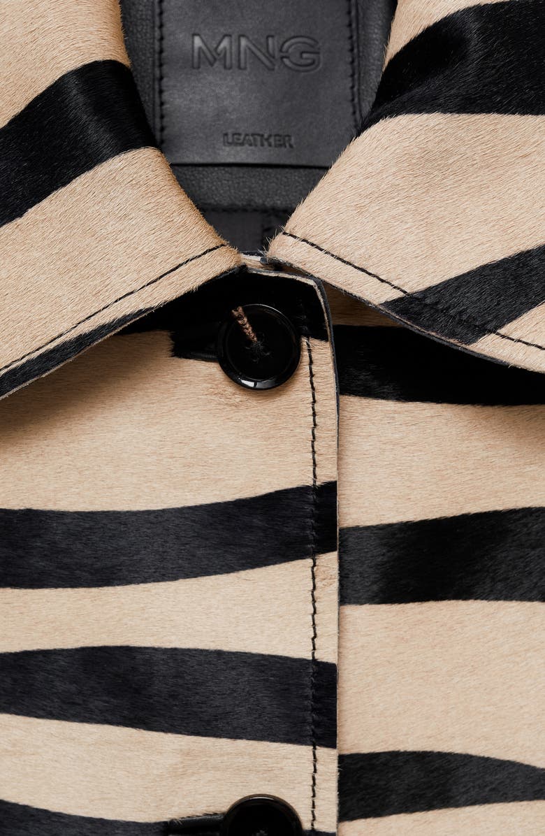 MANGO Zebra Print Leather Jacket, Alternate, color,
