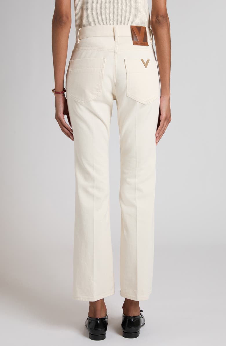 Valentino Nonstretch Denim Flare Leg Ankle Jeans, Alternate, color, Ivory