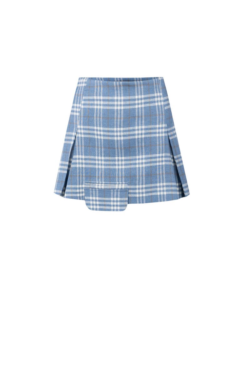 Linen Blend Free Heaven Pleated Mini Skirt, Main, color, blue