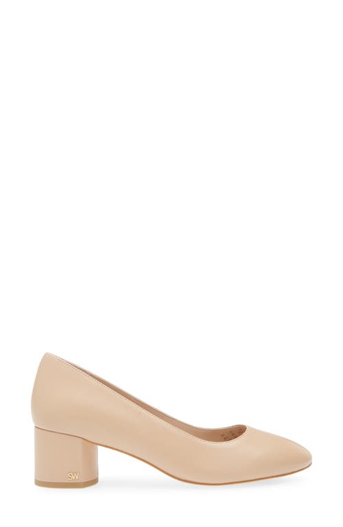 Stuart Weitzman Bridget Block Pump In Golden Beige