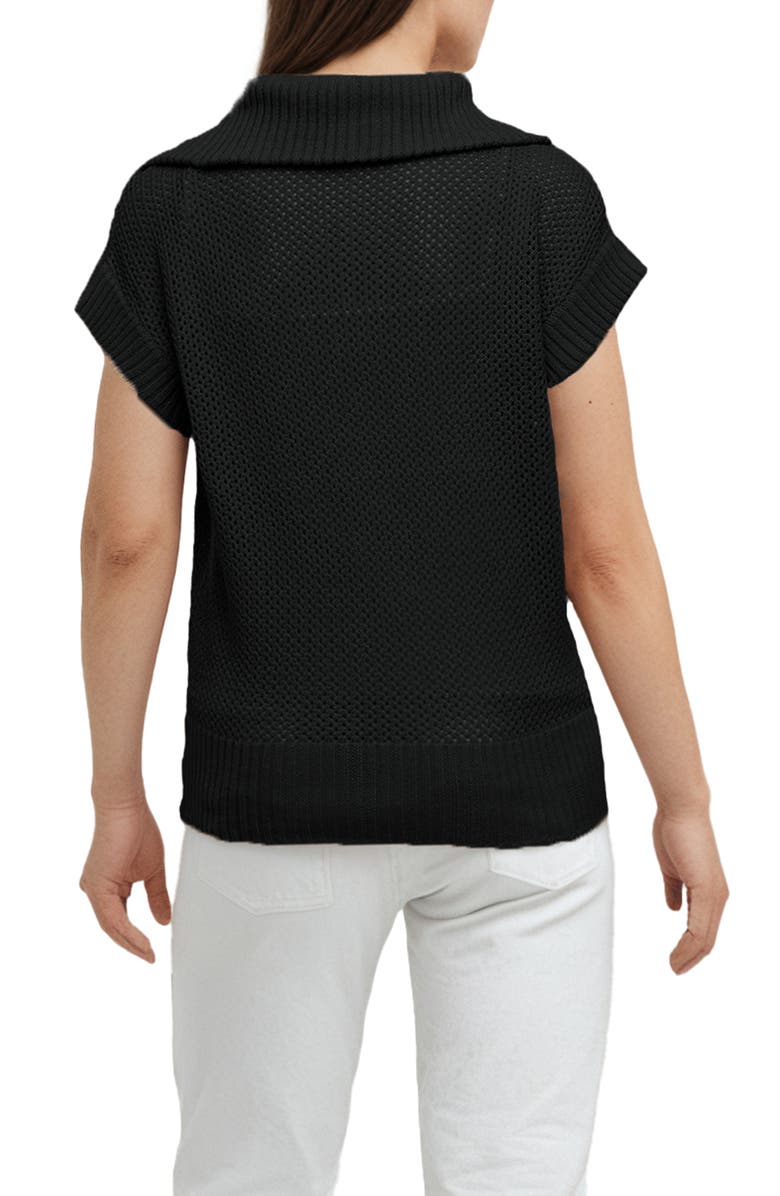 Three Dots Kim Dolman Sleeve Quarter Zip Sweater, Alternate, color, Black Beauty