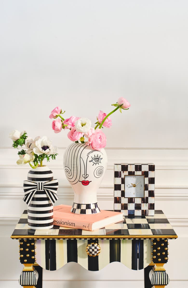 MACKENZIE CHILDS Courtly Bow Vase, Alternate, color, Black/ White