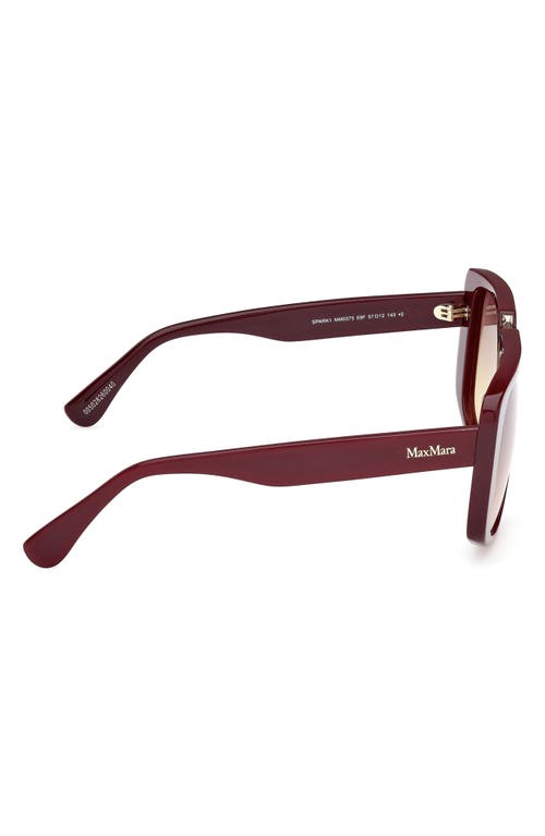 Shop Max Mara Spark 57mm Polarized Shield Sunglasses In Bordeaux/gradient Brown