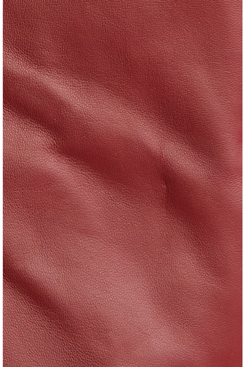 Foxy Genuine Shearling Trim Leather Coat (Nordstrom Exclusive), Alternate, color, SYRAH