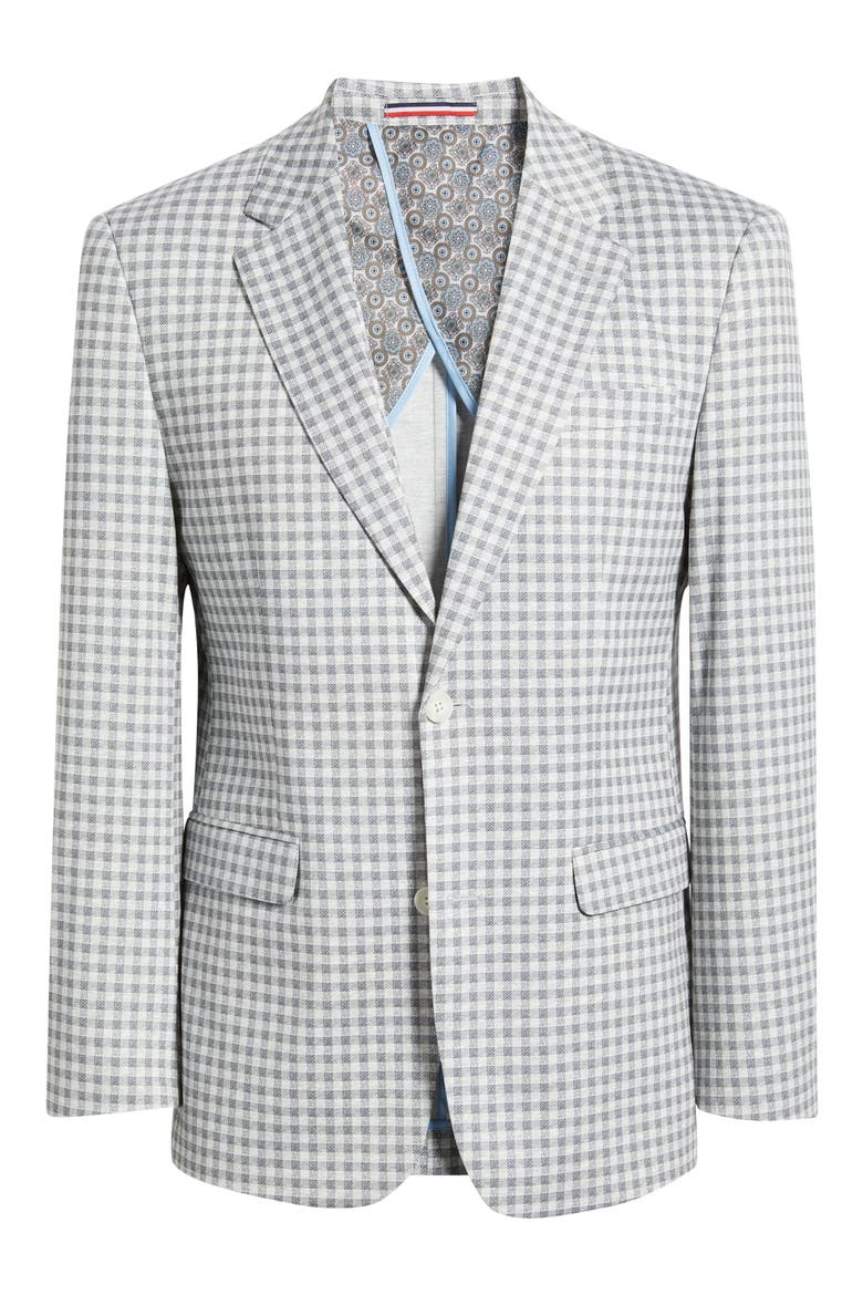 DH-XTENSION Modern Fit Gingham Check Stretch Sport Coat, Alternate, color, GREY