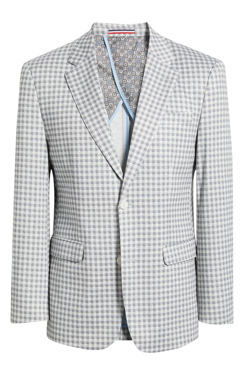 DANIEL HECHTER DH-XTENSION Modern Fit Gingham Check Stretch Sport Coat, Alternate, color, Grey