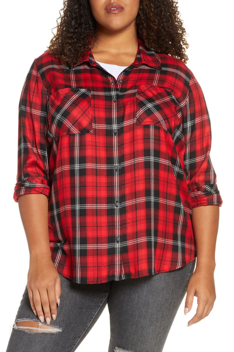 New Generation Plaid Boyfriend Shirt, Alternate, color, PARTY RED PLAID