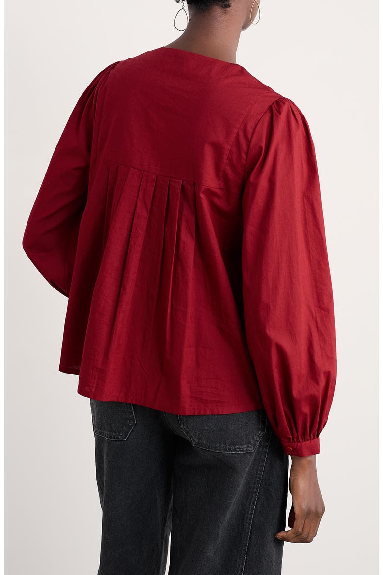 Thornapple Embroidered Balloon Sleeve Organic Cotton Top, Alternate, color, JAM