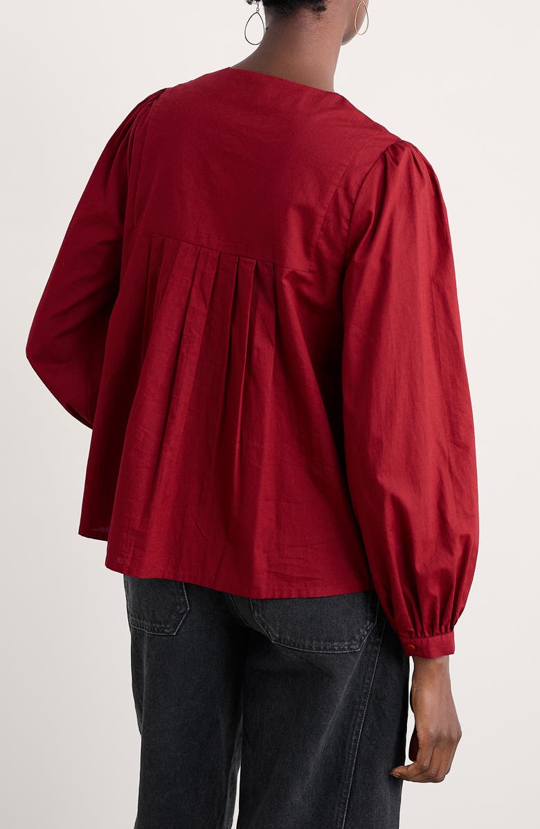 Seasalt Cornwall Thornapple Embroidered Balloon Sleeve Organic Cotton Top, Alternate, color, Jam