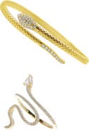 Adornia Cubic Zirconia Snake Ring & Cuff Bracelet Set