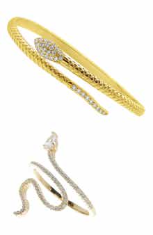 Adornia Cubic Zirconia Snake Ring & Cuff Bracelet Set