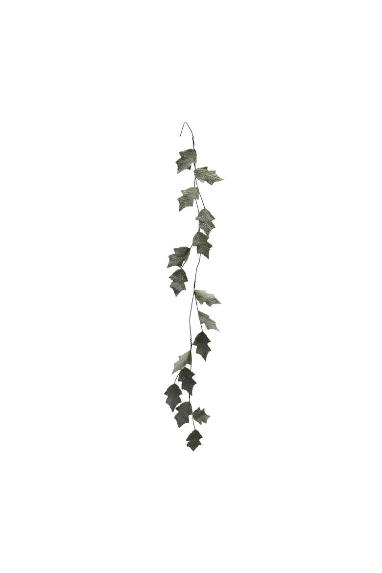 Faux Leaf Garland with Glitter in Ice Finish, Mint Color, Main, color, Mint
