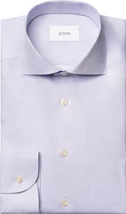 Eton Contemporary Fit Light Purple Microcheck Cotton Dobby Dress Shirt