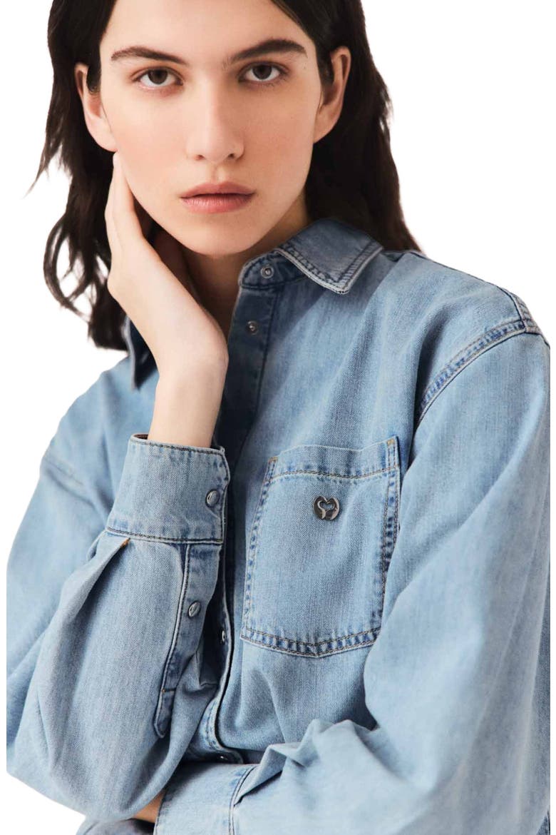 Denim shirt with logo, Alternate, color, Blue
