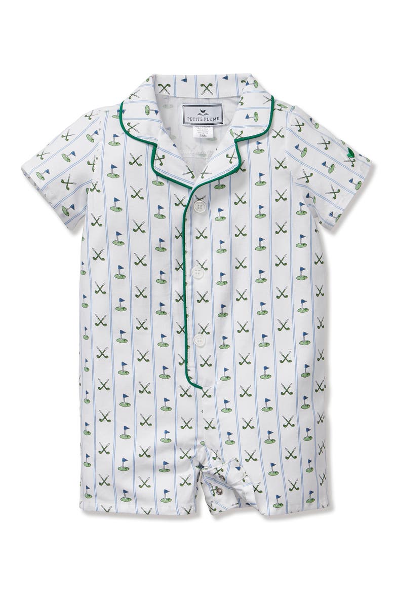 Fairway Stripe Summer Romper, Main, color, GREEN