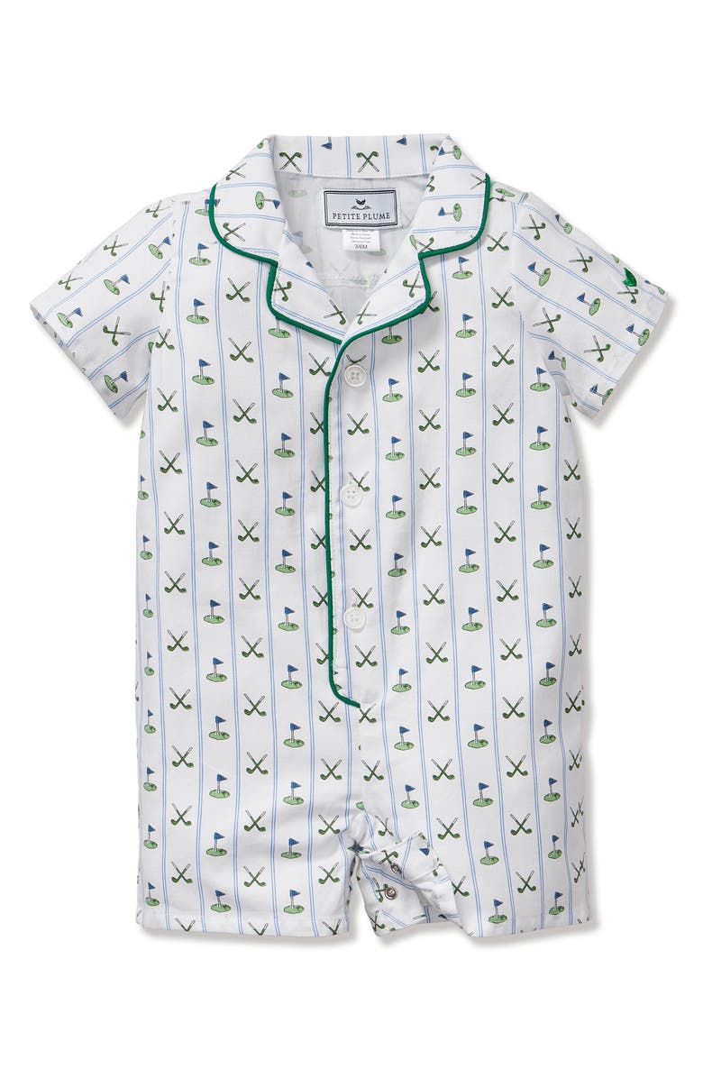 Petite Plume Fairway One-Piece Brushed Twill Pajamas, Main, color, 