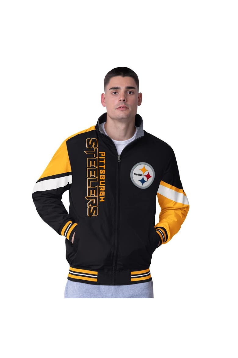 Men's G-III Extreme Black Pittsburgh Steelers Strong Arm Reversible Full-Zip Jacket, Main, color, Black
