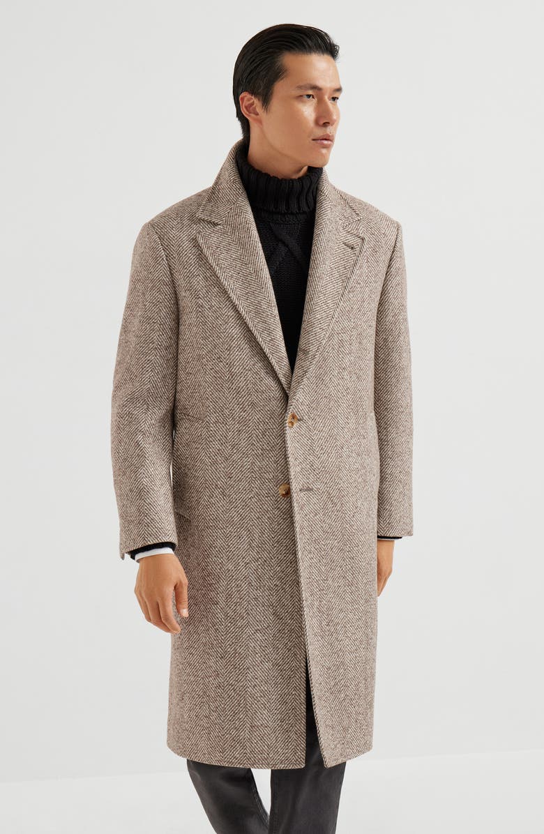 Brunello Cucinelli Chevron coat, Alternate, color, Light Brown