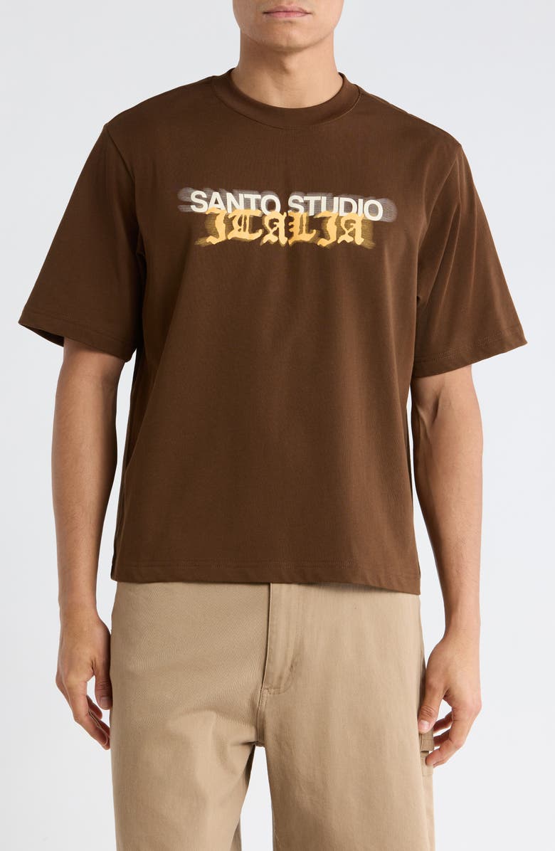 SANTO STUDIO Italia Drappo Boxy Fit Cotton Graphic T-Shirt, Main, color, Brown