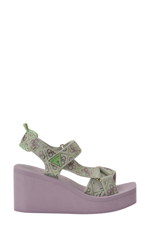 Guess Dawsin 4 Platform Wedge Sandal In Light Green