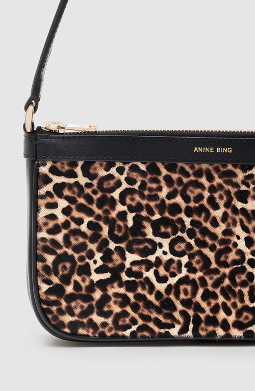Anine Bing Mini Leopard Elly Bag In Brown