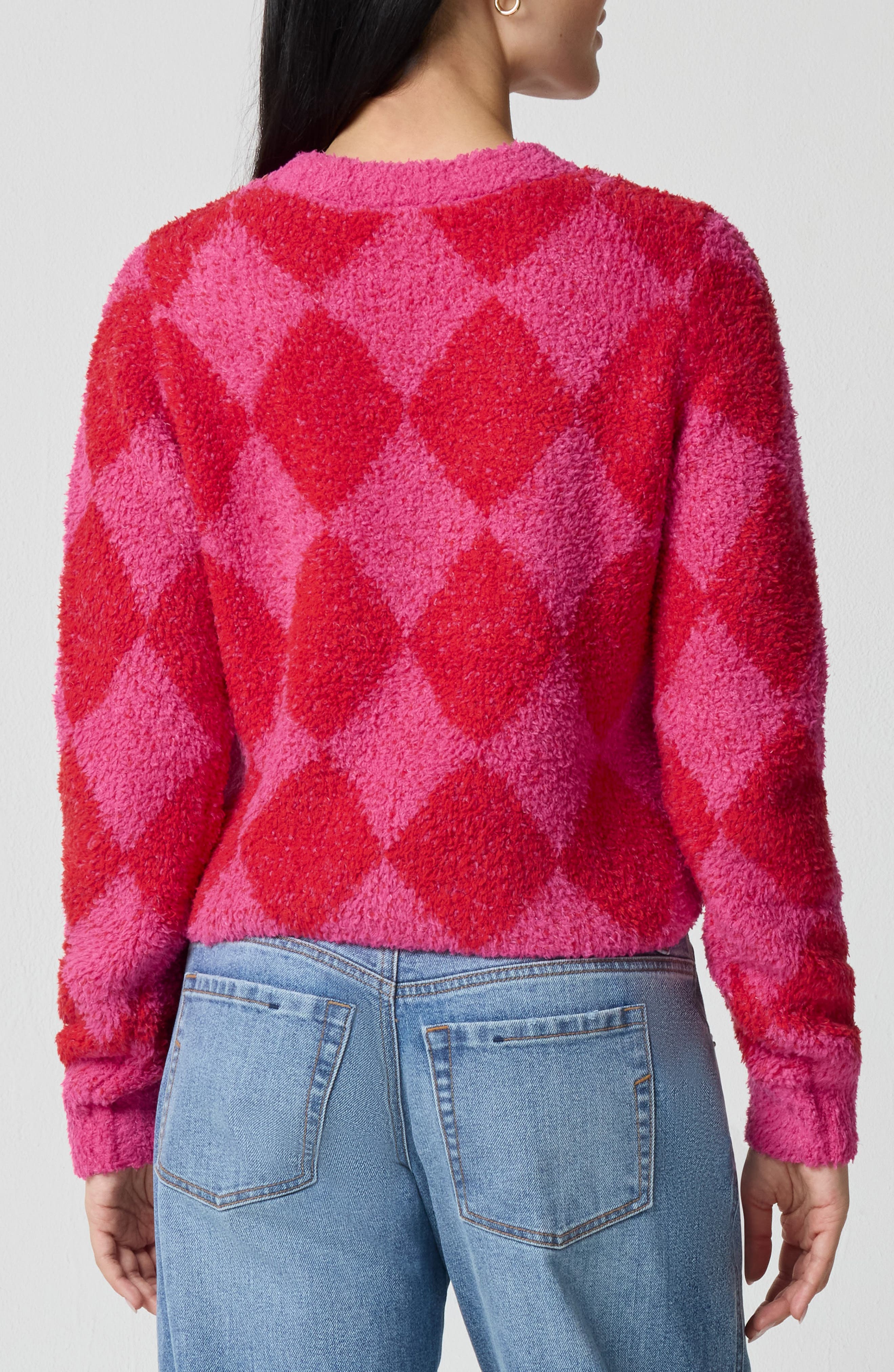 Crop Argyle Chenille Sweater - image 2