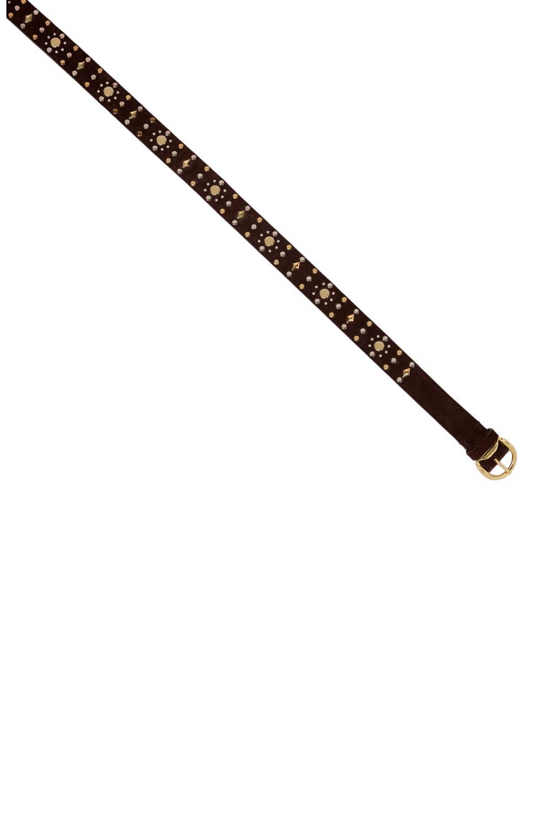 Suede belt with rivets, Alternate, color, Brown