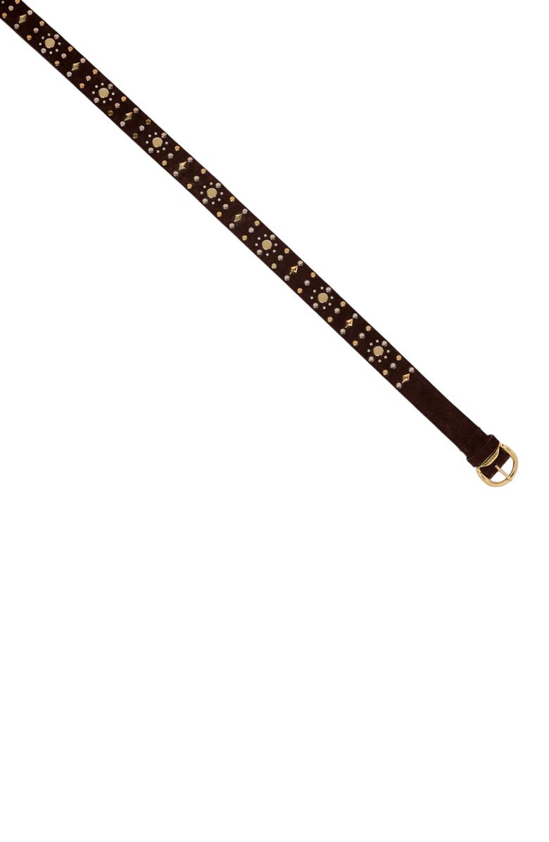 SANDRO Suede belt with rivets, Alternate, color, Brown