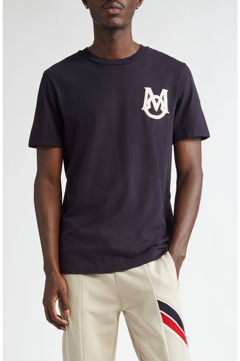 Monogram Logo Cotton T-Shirt, Main, color, NAVY BLUE