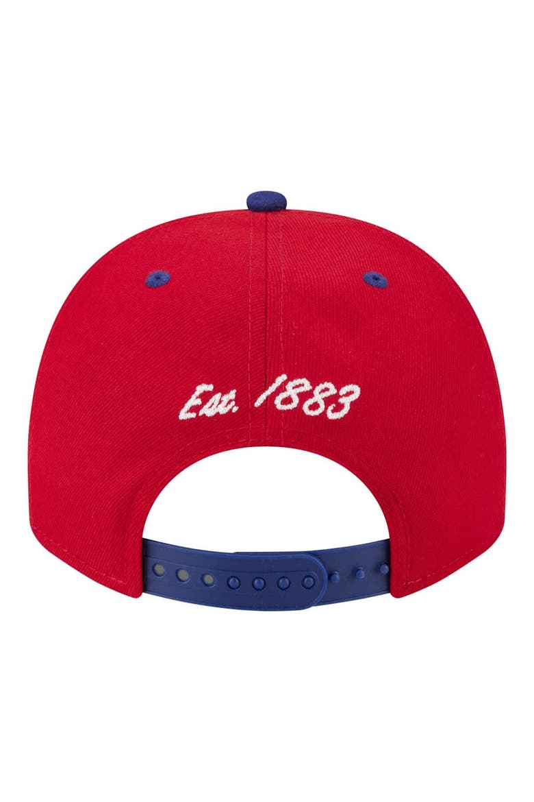 Men's New Era Red/Royal Philadelphia Phillies Arched A-Frame 9FIFTY Adjustable Hat, Alternate, color, Red