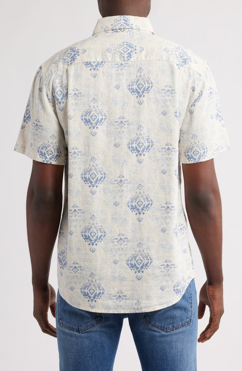 Pendleton Dawson Printed Short Sleeve Linen Blend Button-Up Shirt, Alternate, color,