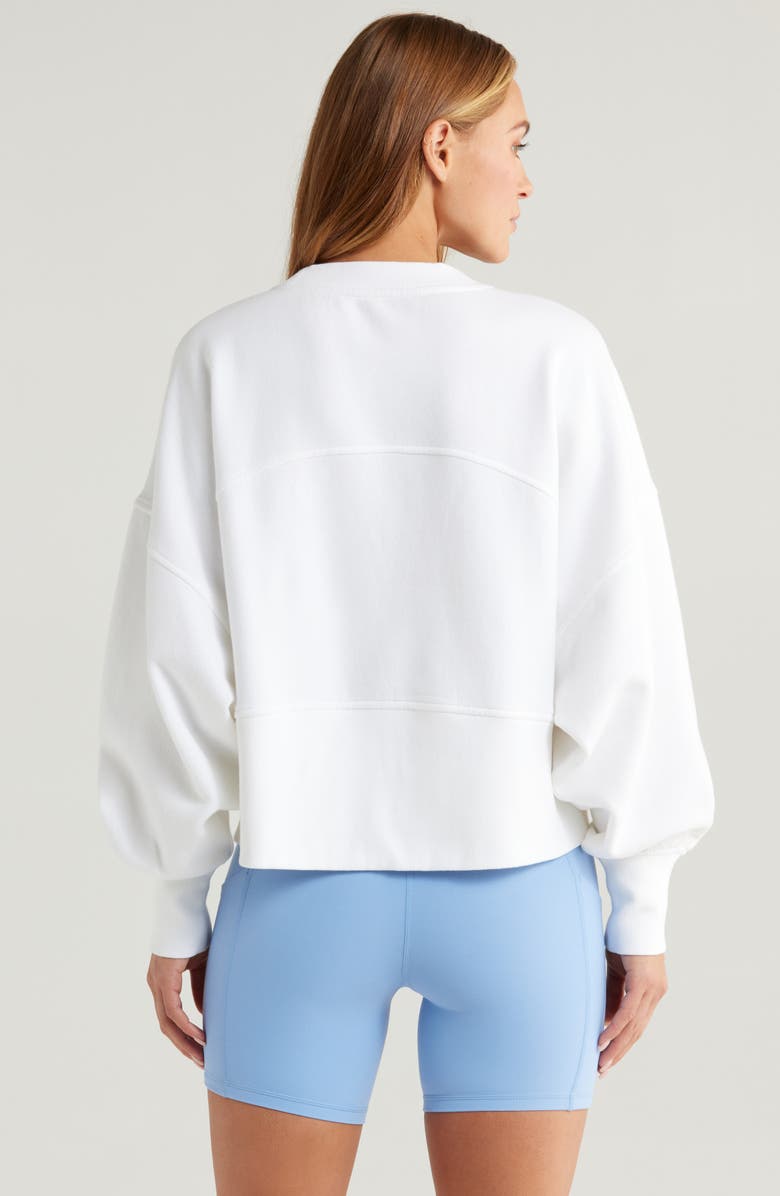 Zella Cloud Fleece Relaxed Sweatshirt, Alternate, color, White