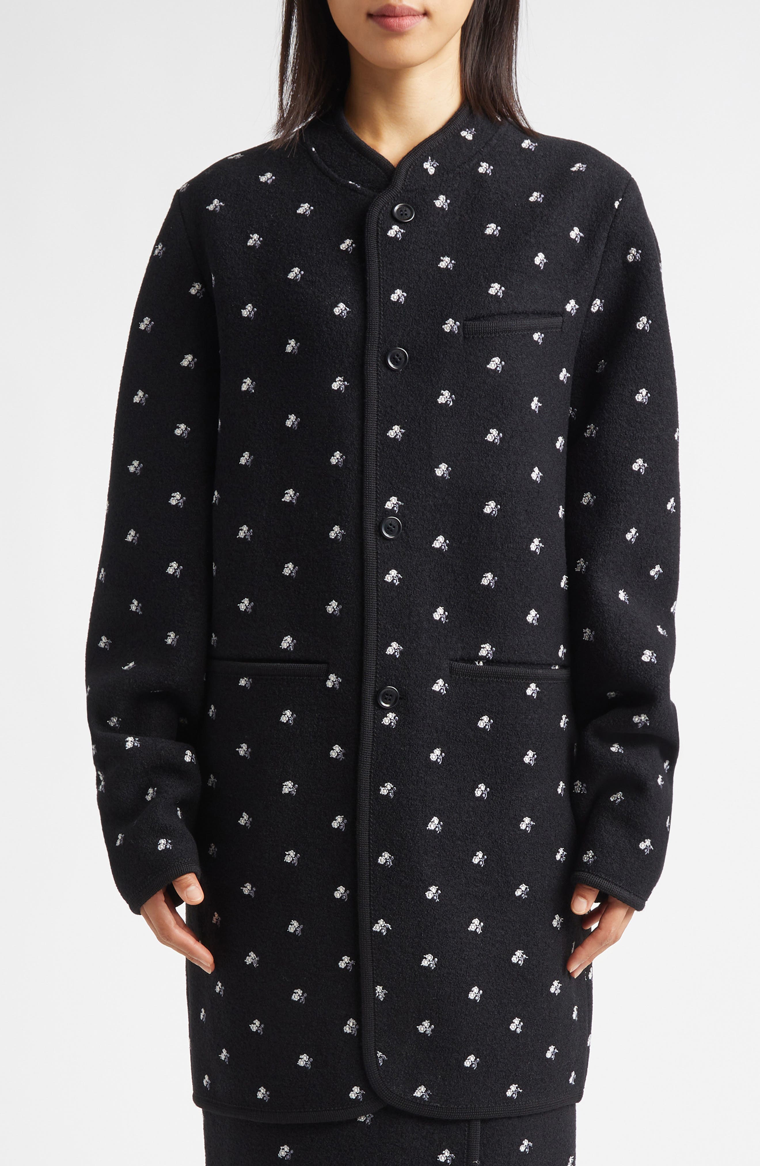 Walker Floral Embroidered Wool Coat