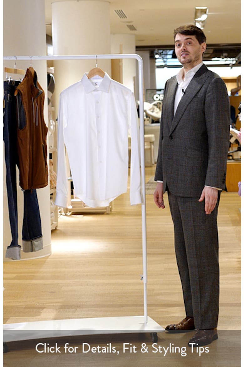 Trim Fit Diamond Textured White Cotton Dress Shirt video