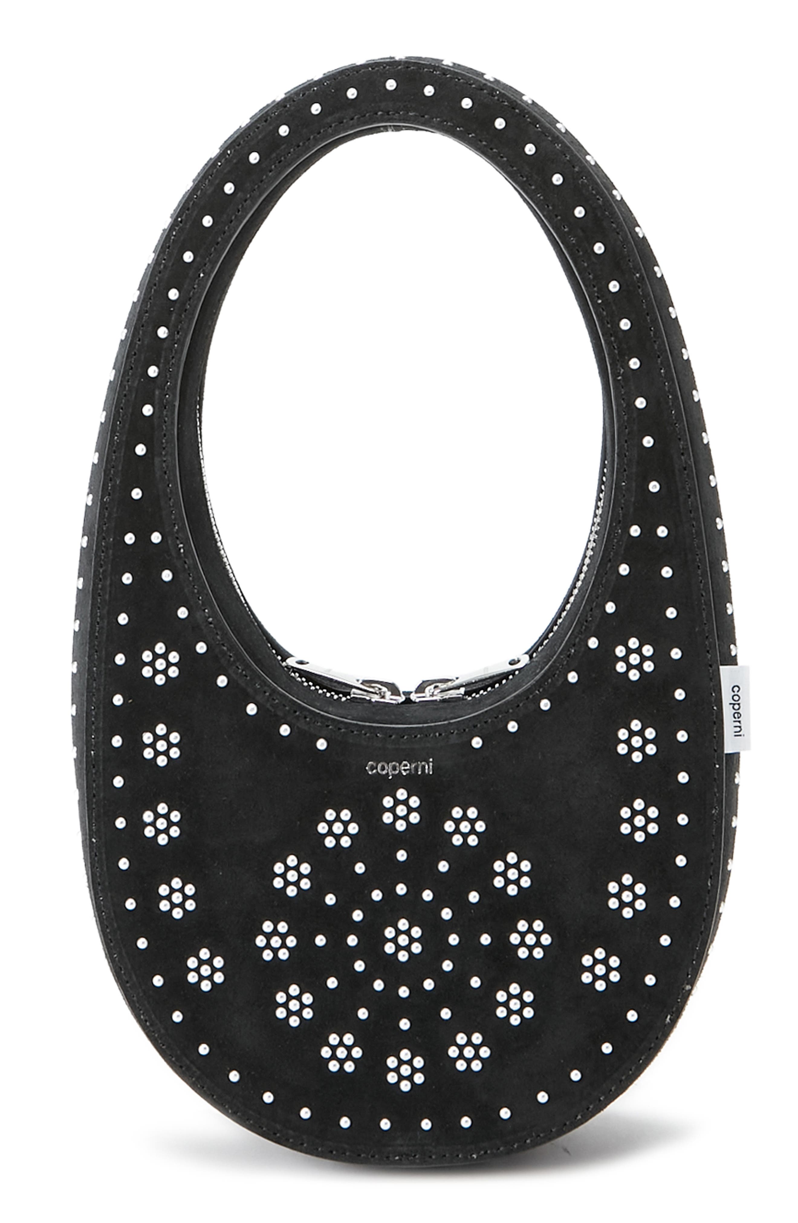 Coperni Mini Swipe Crystal Studded Leather Top Handle Bag, Main, color, Black-Silver Blkslv