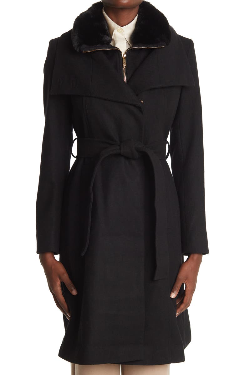 Sam Edelman Faux Fur Belted Coat, Alternate, color, 
